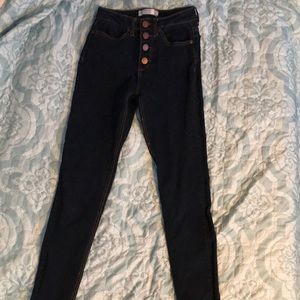 no boundaries dark denim button up jeggings